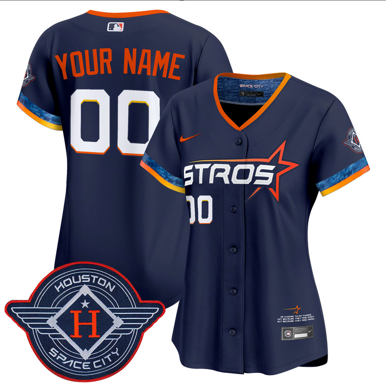 Women Houston Astros 2025 City Connect Vapor blue Limited Custom Stitched Jersey->customized mlb jersey->Custom Jersey